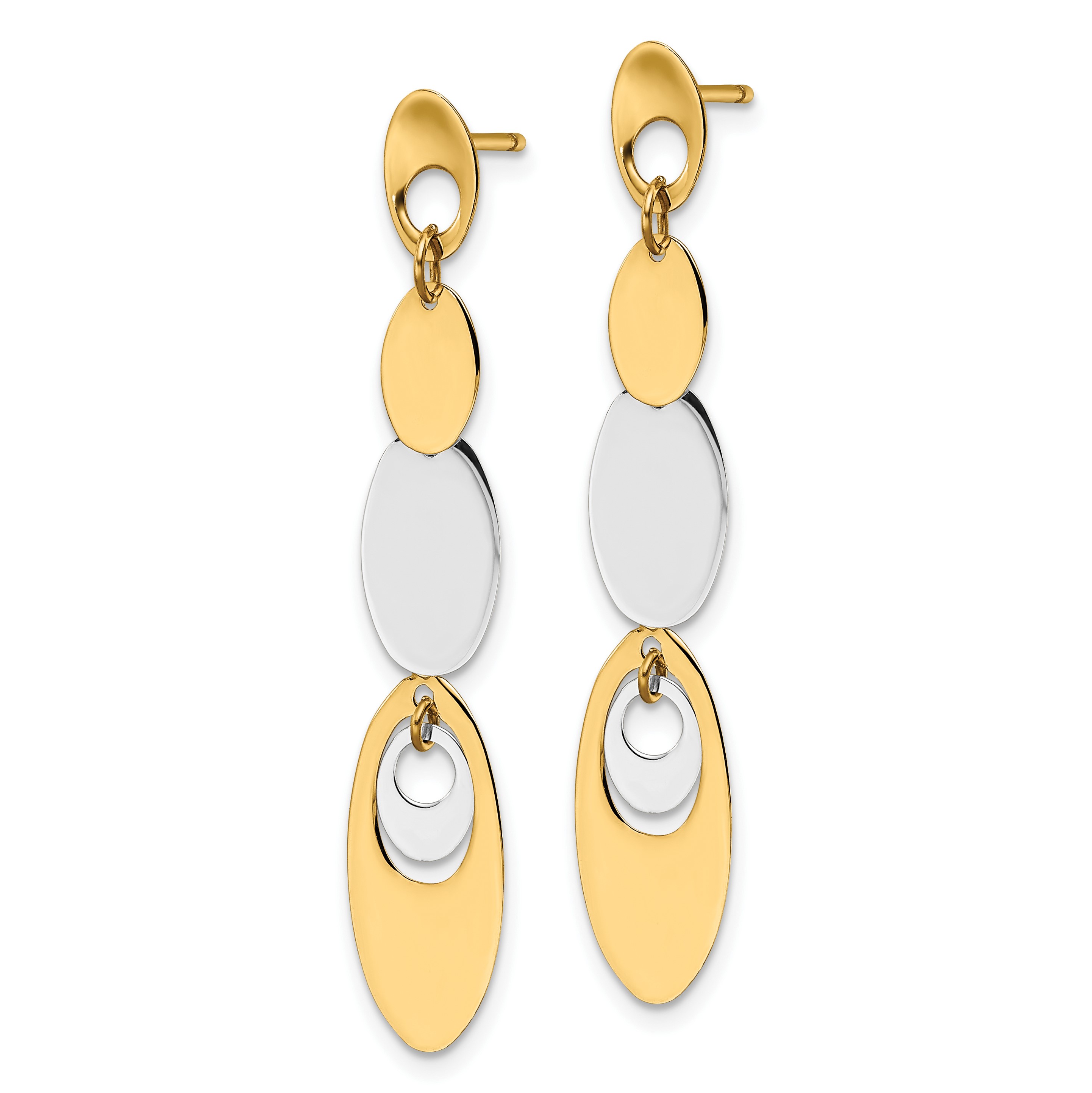 14k Two-tone Oval Post Dangle Earrings 14k Two-tone Oval Post Dangle Earrings